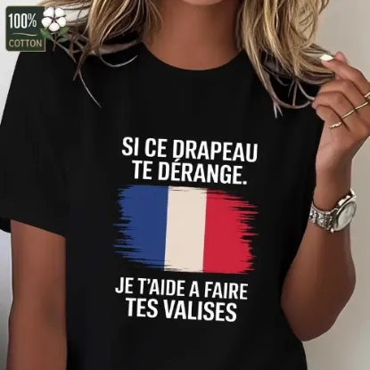 Image de T-shirt femme  « Si ce drapeau te derange je t'aide a faire tes valises »