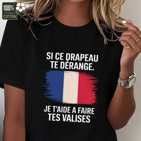 Image de T-shirt femme  « Si ce drapeau te derange je t'aide a faire tes valises »