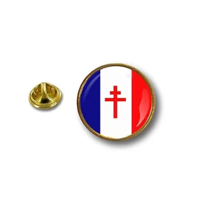 Image de Broche ronde pin drapeau France croix de Lorraine