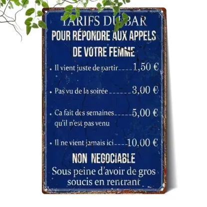 Image de Plaque tarif du bar