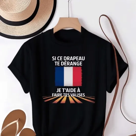 Image de Tshirt-Femme « Si ce drapeau te derange je t'aide a faire tes valises »