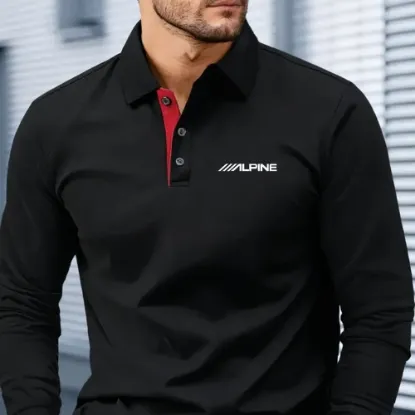 Image de Polo homme noir logo Alpine