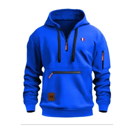 Image de Sweater homme bleu avec pin drapeaux france